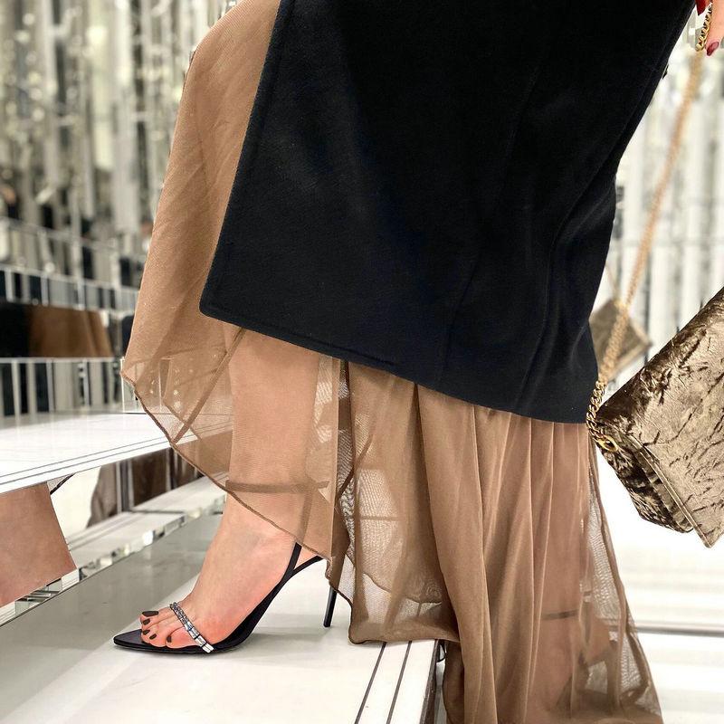 Fashion 2025 Summer New Line With Rhine-Diamond Sexy Sandals Women'S Pointed Open Toe Slim Heel Beautiful Black High Heels