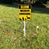 Slow Wildlife Crossing Sign With Stake Slow Down Sign For Neighborhoods Yard Farm Aluminium Caution 8x12inch Farm Decorations Yard Lawn Walkway
