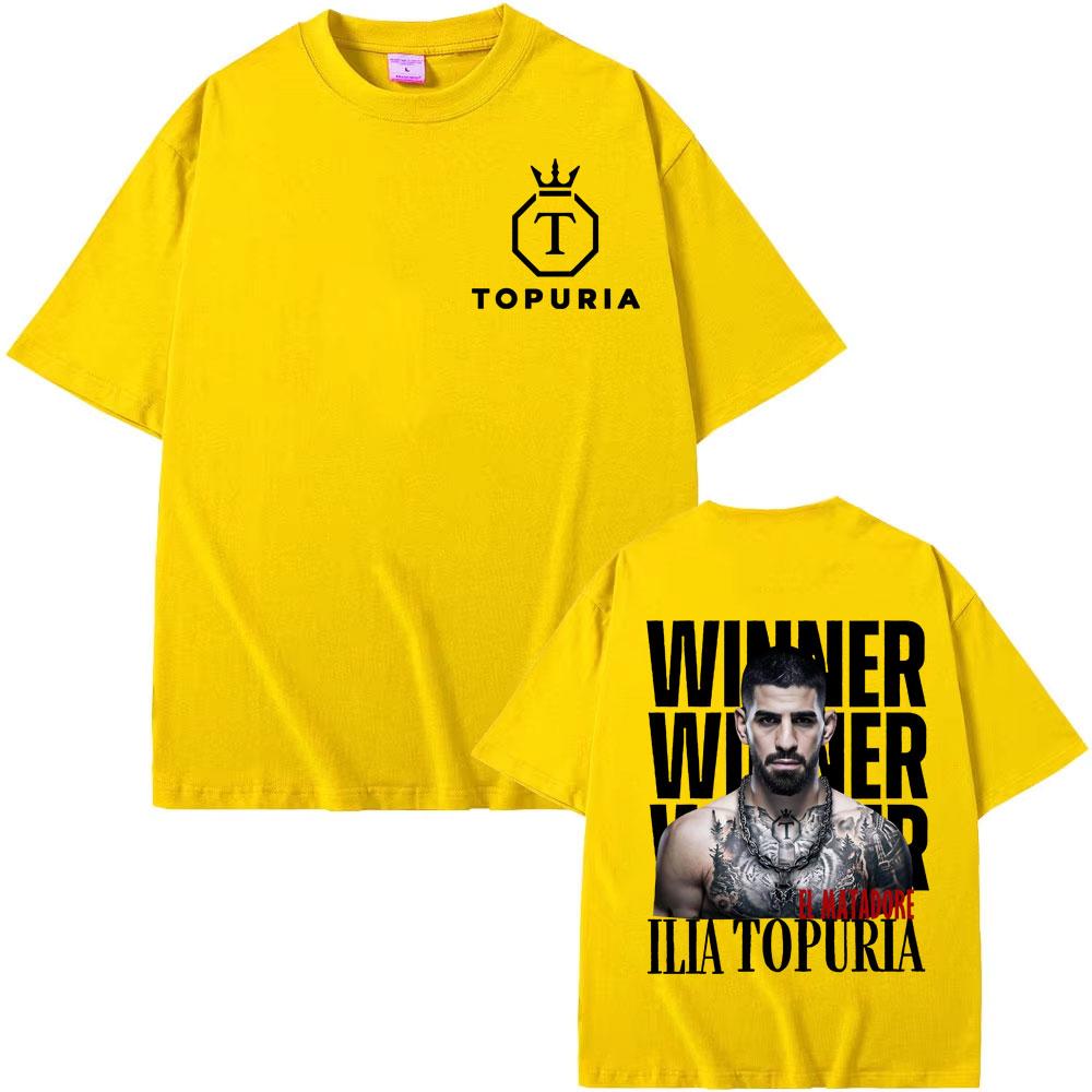 Vincitore El Matador Ilia Topuria Maglietta Vintage Uomo Donna Moda Hip Hop T-shirt di Tendenza Unisex Comfort Maglietta a Maniche Corte
