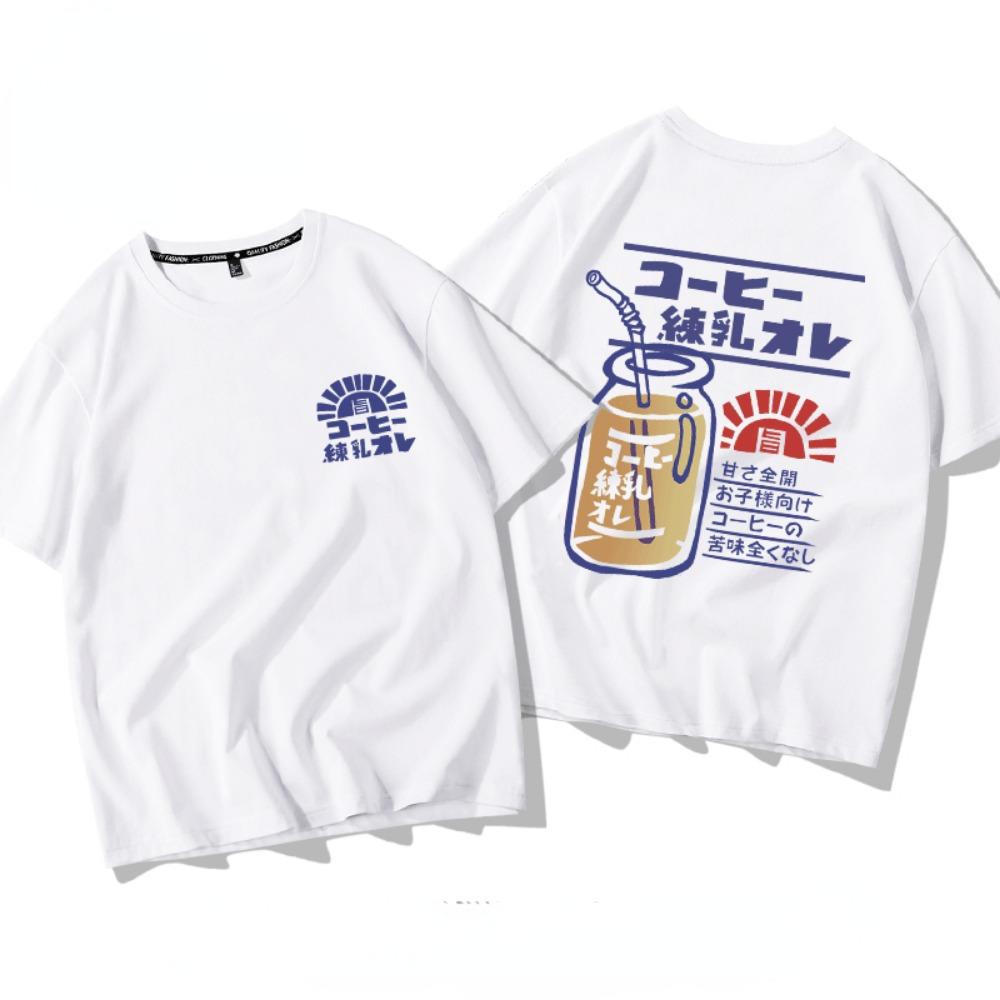 Summer Fashion Heavyweight Retro Men's English Letters 100% Cotton Printed Round Neck High-quality Casual Fitness Street T-shirt