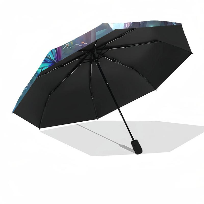 1pc Enchanted Forest Butterflies Umbrella with Plastic Handle,Suitable for All Seasons Home Travel Outdoor UmbrellaDD159