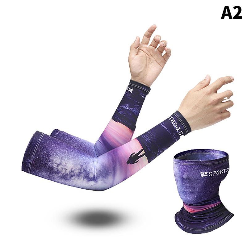 Summer Cooling Sunscreen Arm Sleeves Cover Head Face Neck Tube Scarf Set Sports Fishing Cycling Outdoor Uv Sunshade Collar