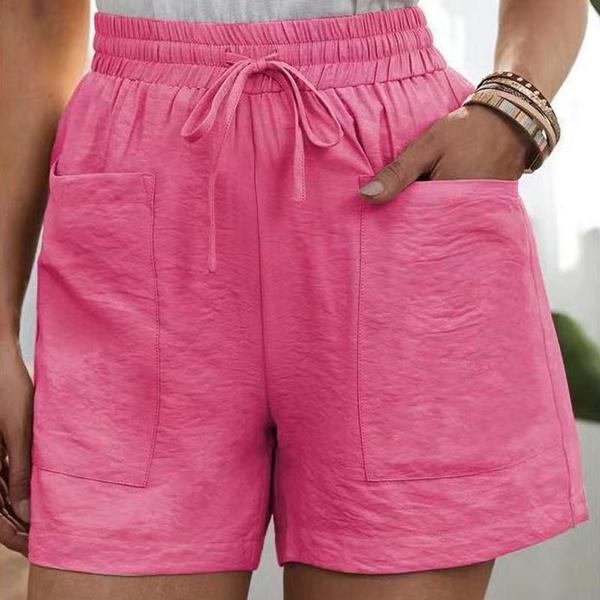 Women's Summer Casual High Waist Pocket Shorts Fashion Loose Beach Shorts Ladies Solid Shorts Plus Size