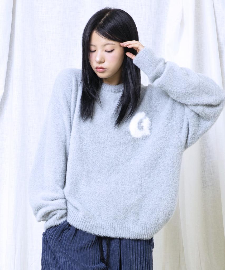 GLACK Gnt066 Laffin Hairy Pullover Knit (Gray)
