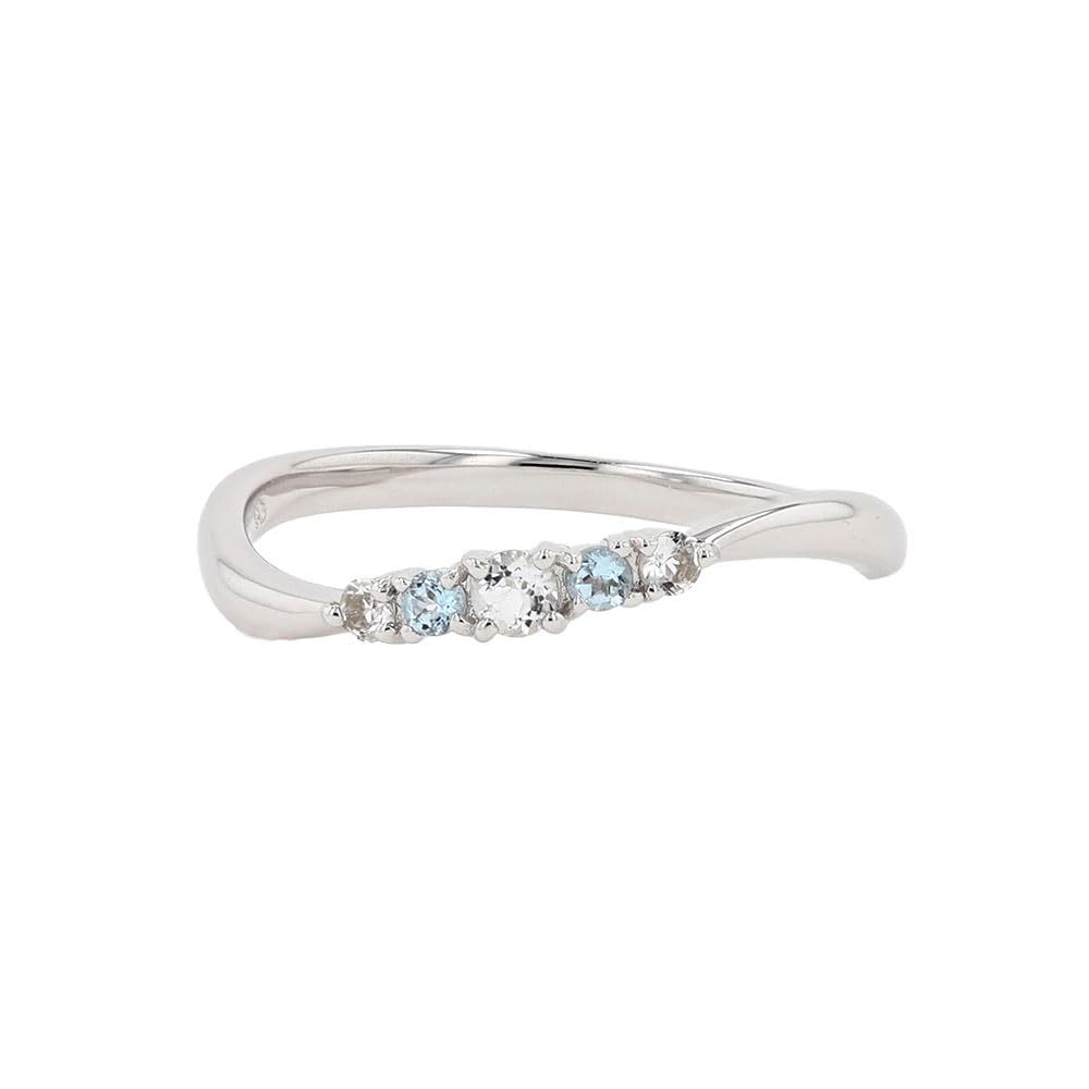 Pinky and Diane 10K White Gold Pinky Ring with White Topaz and Colored Wave Pure and Perfect as a Lucky Bag or Gift for the Little Size 3 Topaz,