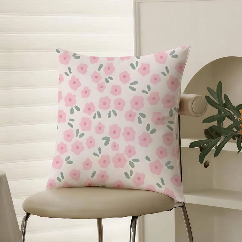 Girls Heart Spring Floral Ins Style Pillow Case Comfort Sofa Bed Silky Elegant Invisible Zipper Decorative Cushion Cover