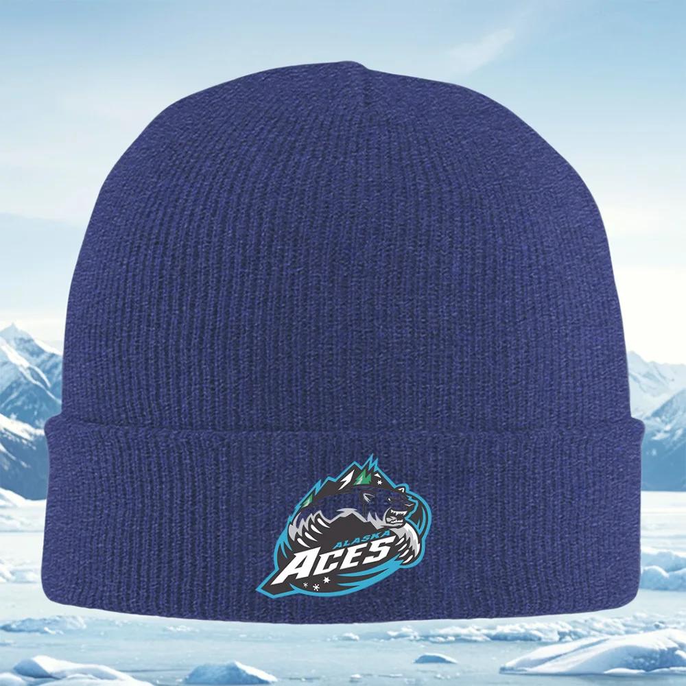 Bear mountain sky Alaska Aces logo Unisex Women Unisex Knitted Hat Beanie Pullover Cap Winter Thermal Warm Christmas Outdoor C