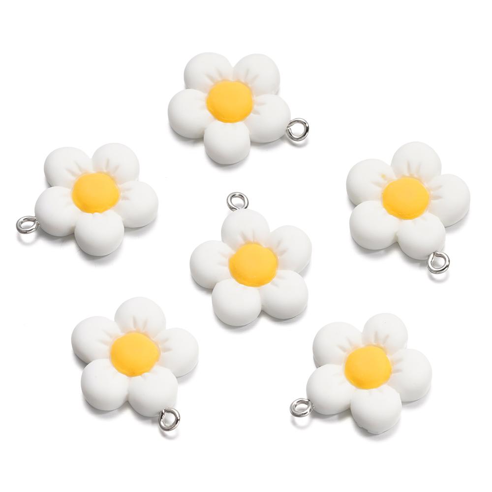 10Pcs/Lot 21*25mm Colorful Acrylic Cute Flower Shape Loose Charm Pendants for Necklace DIY Craft Jewelry Making Accessories