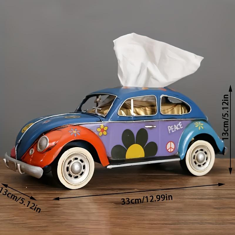 Vintage American Style Creative Industrial Transit Tissue Box,Metal Home Living Room Decorative Tissue Holder, Car Accessory Craft, Freestanding