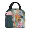 Gustav Klimt Boschetto di Faggi Borsa Termica Pranzo per Donne Bambini Scatole Cibo Portatili Lunch Box Termico Borsa a Tote