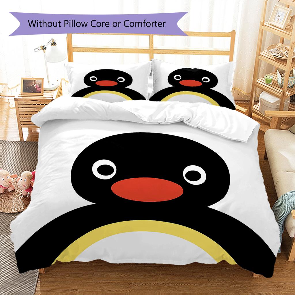 Biancheria da letto con motivo PINGU, Set piumone Copripiumone Federa Regalo di compleanno per la casa (1 * copripiumino + 2 * federa, senza nucleo)
