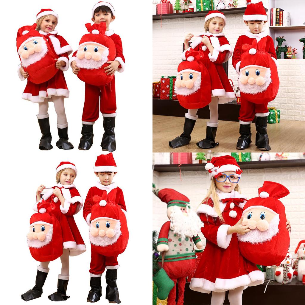 Christmas Attire For Children Vibrant Red Santa Costume With Plush Fabric