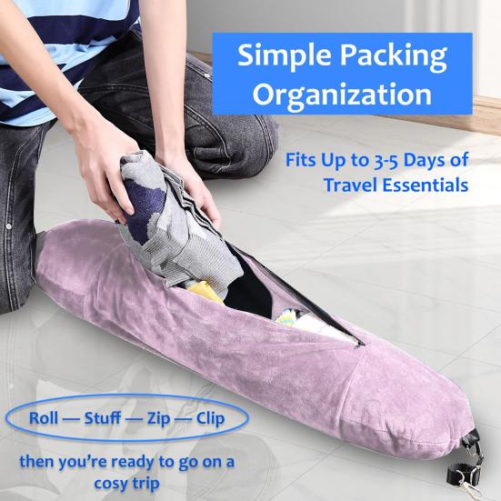 U-shaped Pillow Creative Adjustable Buckle Space Saving Travel Pillowcase Stuffable U-shaped Neck Pillow Case Tube Pillow Travel Accessories