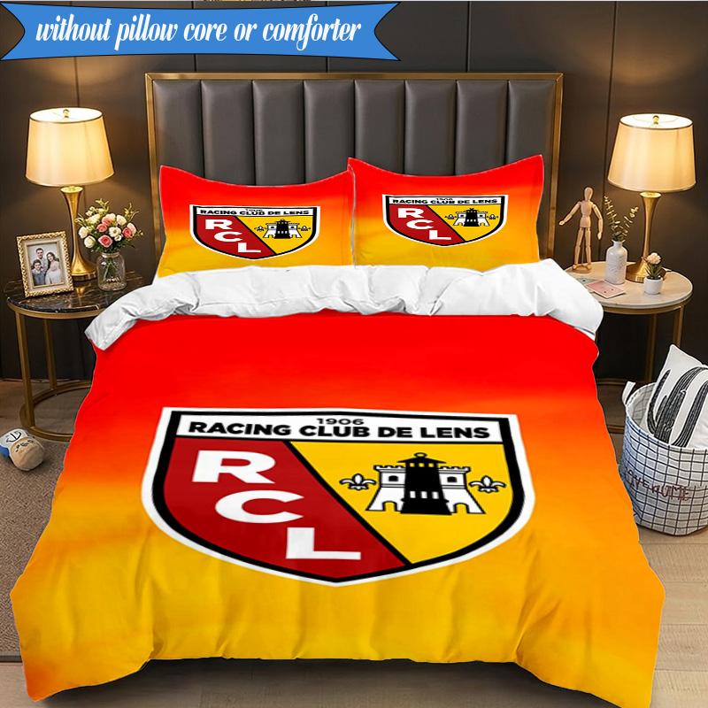 Racing Club De Lens Crest 3pcs Bedding,Including 1pc Duvet Cover And 2pcs Pillowcases Perfect for Christmas,Ideal for Bedroom, Dormitory