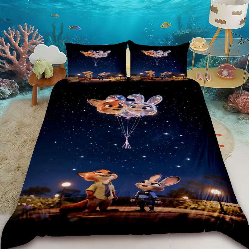 

Zootopia Duvet Cover Judy Nick Anime with 2 Pillowcase Bedding Set Soft and Skin-friendly Kids Bedroom Decor Holiday Gifts 135x200cm