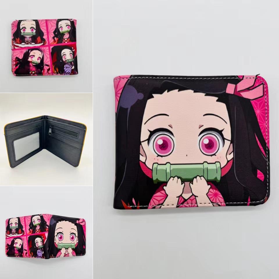 Japan cartoon comics Demon Slayer Short Fold Wallet Cartoon Coin Purse Suitable for Students 0006