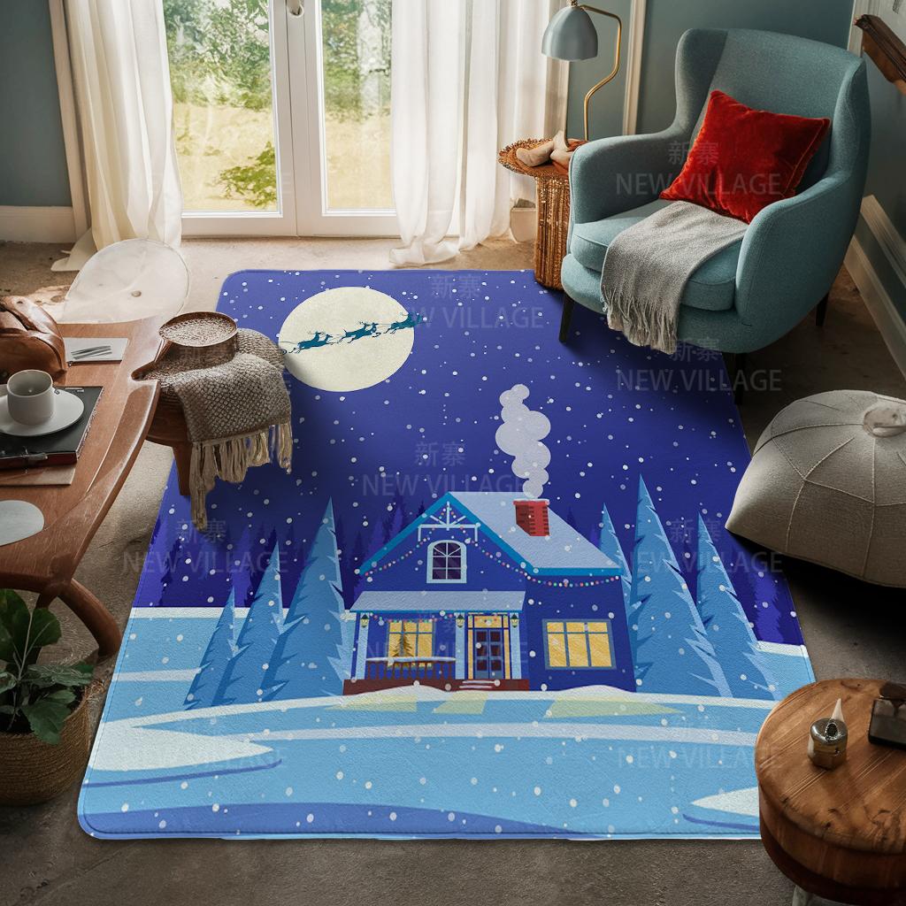 House Entrance Carpet Home Door Mat Living Room Bath Foot Bathroom Non-slip Water Absorption Rugs Bath Merry Christmas Winter