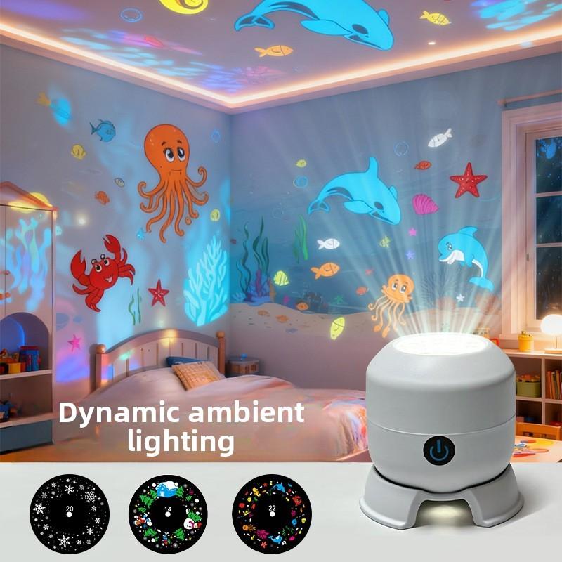 Ocean Snowflake Christmas Theme Led Rotation Projector Night Light For Childrens Sleep Room Decor