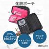 ARESACHI Double Zipper Cosmetic Compact x Pouch, Small, (Black Black)