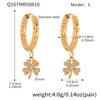 Qiong Yao 5A Zircon Four-Leaf Clover Pendant & Flower Ear Studs Hoops, PVD Gold-Plated Titanium Steel Jewelry.