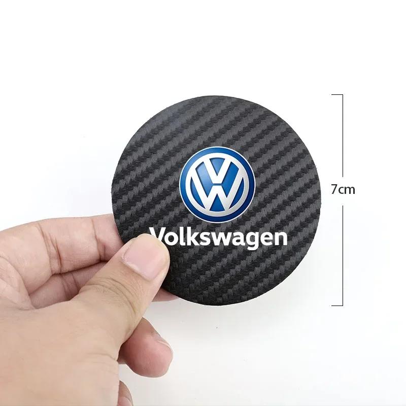 Hijk1 ·2Pezzi Sottobicchiere Antirumore per Auto Portabicchieri Acqua Pad in Fibra di Carbonio Per VW GTI Atlas Jetta Touareg Variant Golf Polo Taos Nivus Passa
