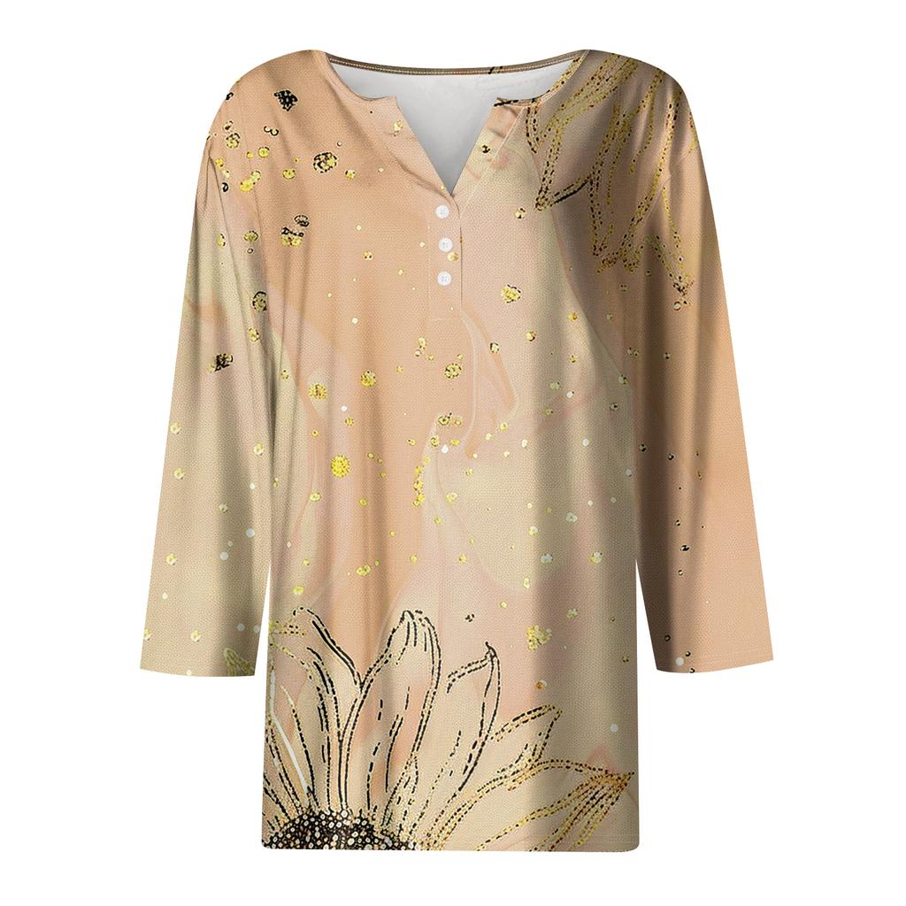 Damen 3/4-Ärmel Shirts Grafik-T-Shirts Shirts Lässige Basic-Tops Pullover