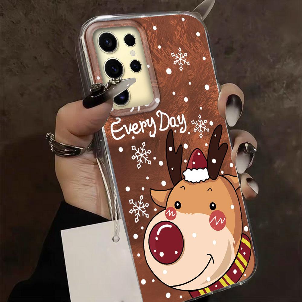 For Samsung Galaxy S25 Edge S24 S23 S22 S21 S20 FE Plus Ultra 5G Christmas Santa Claus Elk Gift Girl Shockproof Phone Case Cover