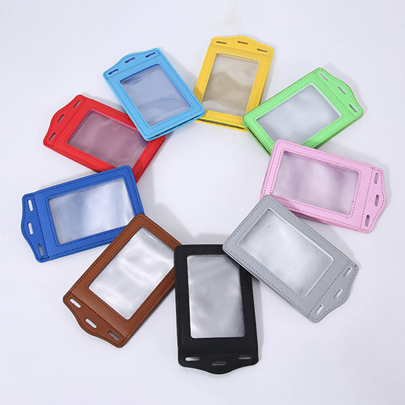 PU Leather Multi-function Card Holder Case for Work Badge Bus Pass ID Card Bank Card Credential Holder