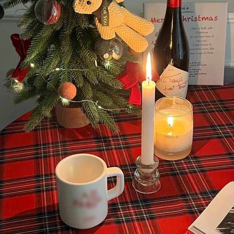 Plaid Tablecloth Christmas Red Green Rectangle Party Table Cloth Vintage Dining Table Cover for Home Living Room Xmas Decoration