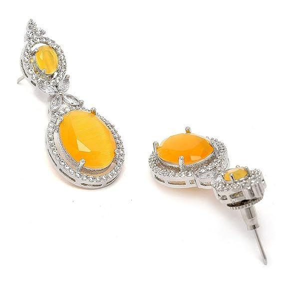 Versilberte, mit amerikanischen Diamanten besetzte, ovale Tropfenohrringe, Schmuck für Mädchen und Frauen