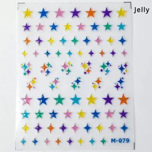 1 piece 5D silver nail stickers metal mini star nail art stickers high quality exquisite decals self-adhesive nail art stickers