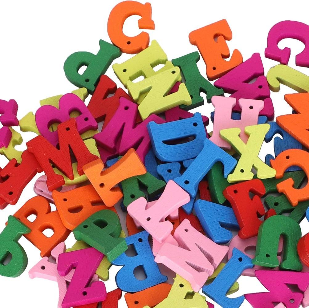 

100 шт. Деревянные буквы/цифры Ассорти цветные Деревянные буквы для рукоделия Конфетные цвета Смешанный деревянный алфавит perforated letter разноцветный