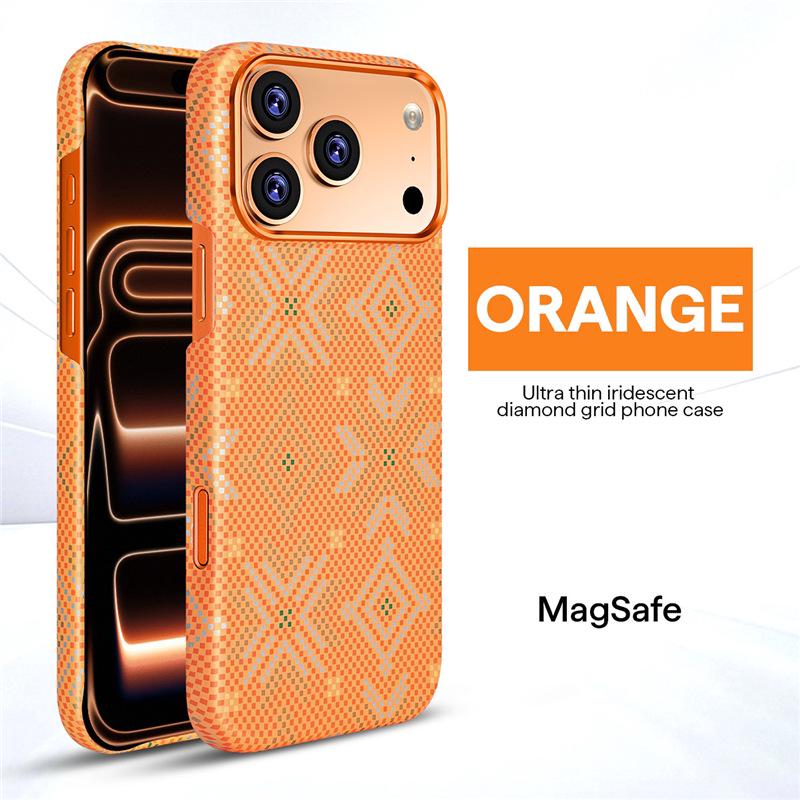 

Ultra-Thin Magnetic Diamond Pattern Fiber Texture Phone Case for iPhone 17 Pro Max - Drop-Proof, Business-Grade for Apple 16 and 15. iPhone 16 Pro Max