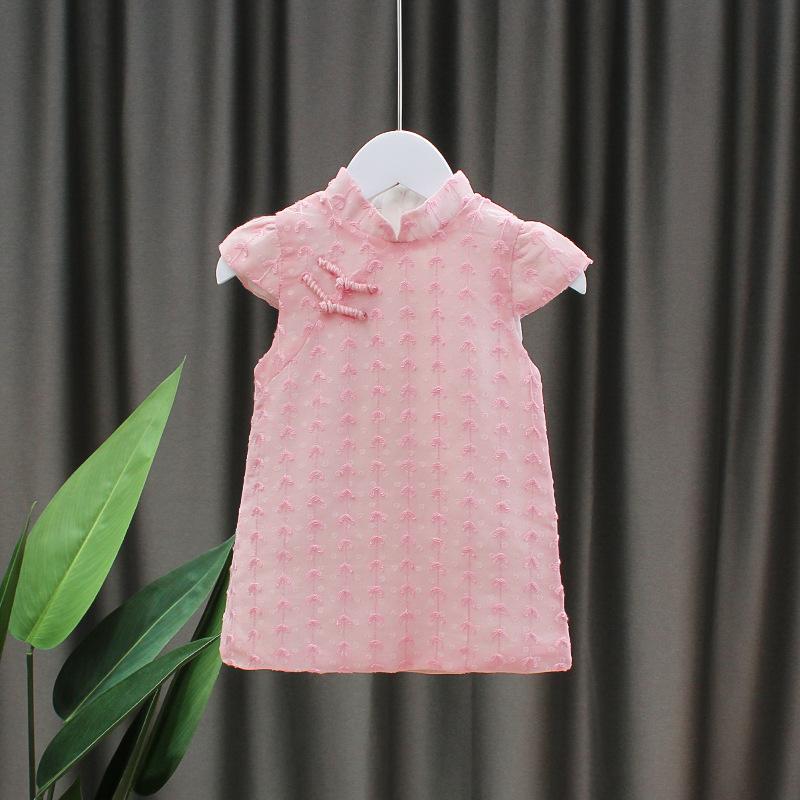 Summer Thin Girls Cheongsam Dress Baby Infant Princess Dress Stylish Little Girl Formal Gown 80cm