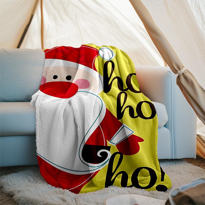 Christmas Santa Claus Theme Printed Blanket - Perfect for Couch, Bed, Travel & Outdoor Use | Machine Washable, Cozy & Durable.