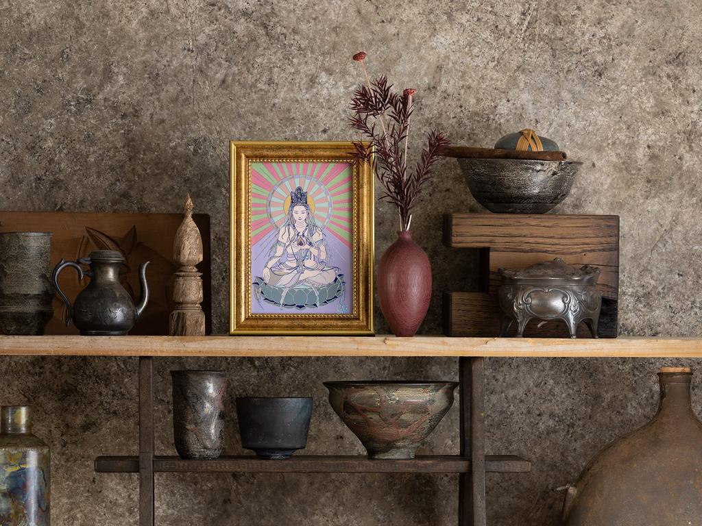 Kokuzo Bódhisattva v roce buvola a tygr Mami Natsue hodně štěstí strážce Hlavní obrazový umělecký rám na Mount Born v roce buvola