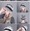Colorful Rex Rabbit Fur Knitted Women's Warm Winter Hat