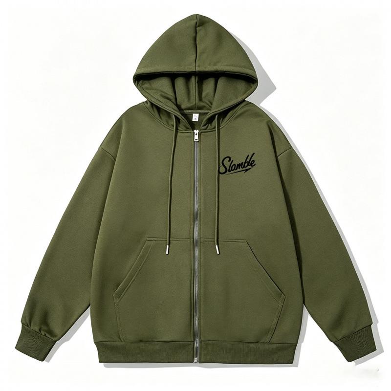 Unisex Slamble Print Loose Casual Zipper Hoodie