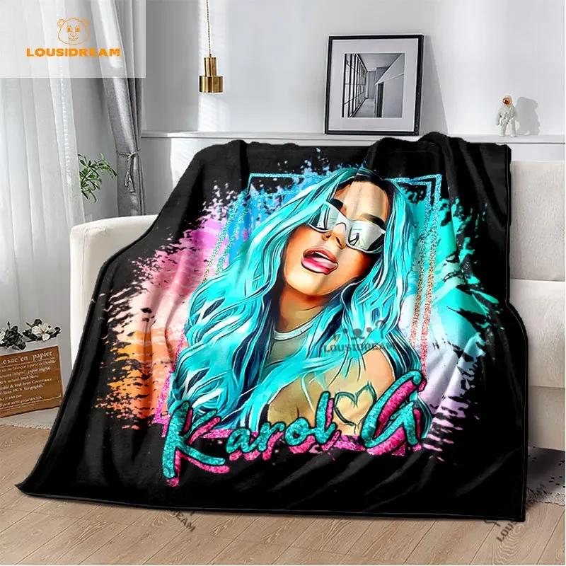 Karol G Bichota Blanket Personalized Warm Plush Cozy Home Girl Throw Blanket for Beding Comfortable Couch Lightweight Blanket