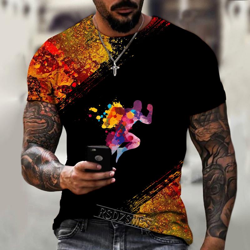 Color Graffiti Handprint 3D Printing Men's T-shirt Hip Hop Harajuku Street Style Streetwear Summer Short Sleeve Tops Tees