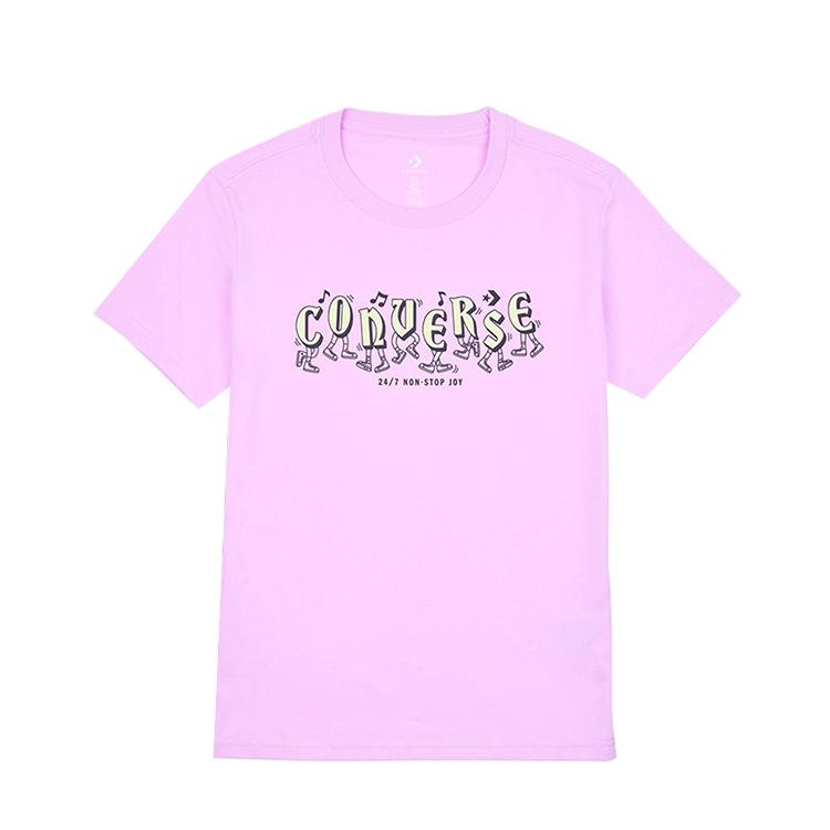 Converse T Shirts Women s Pink Crew Neck Moderate Other 10026370-A03 M