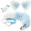 Anal Sex Toys Fox Tail Butt Plug Sexy Plush Cat Ear Headband with  Leather Necklace Set Massage Sex Toys Women Couples Cosplay