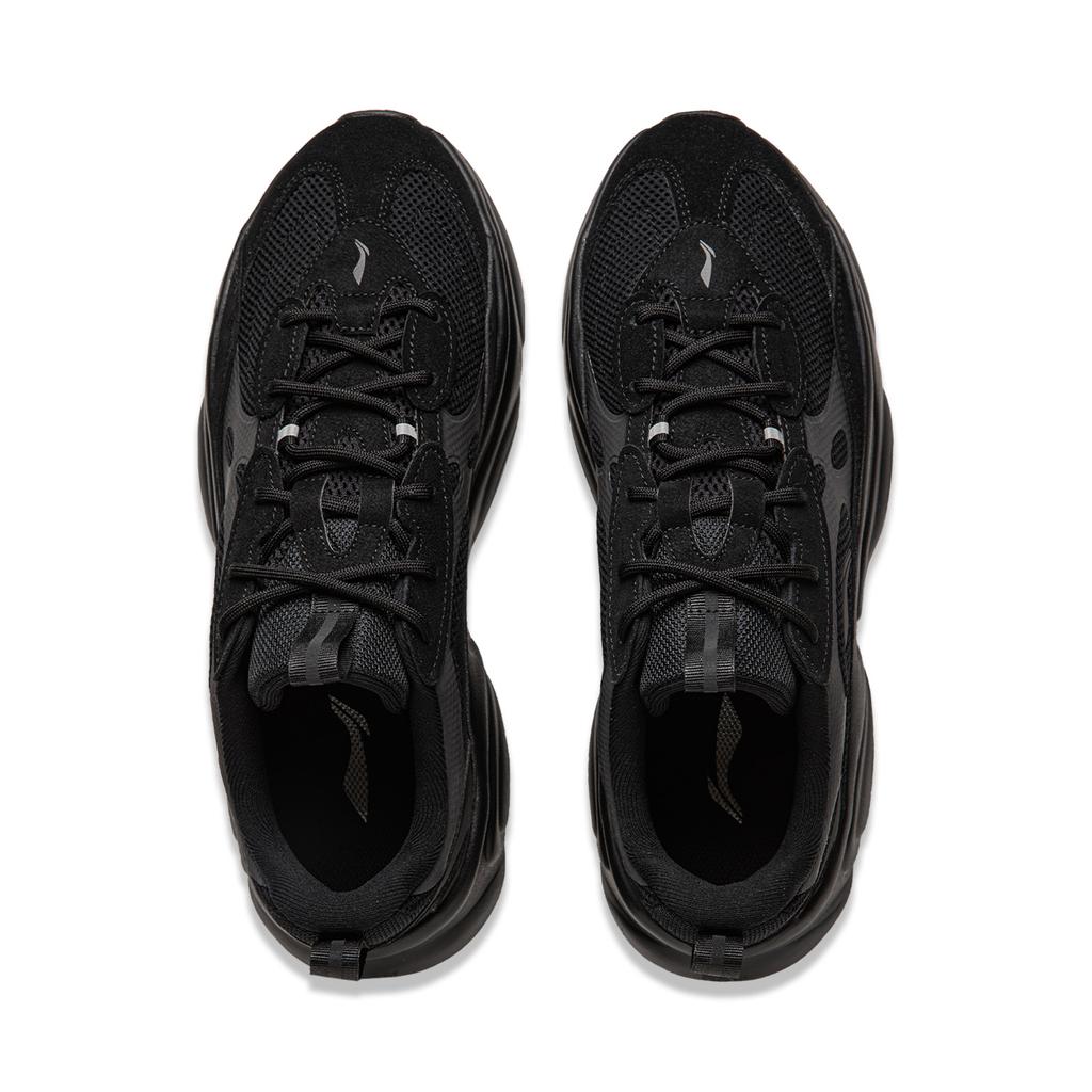 Li Ning Nai Ye 2.0 Comfortable Versatile Thick Sole Height Increasing Non-Slip Wear-Resistant Low-Top Casual Shoes Women sneaker Black AGCU250-3
