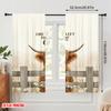 Flat Printing Window Treatment Curtains Highland Cow Gate Open Polyester Fabric Without Electricity Festive Holiday Use Curtain Set Of 2 Made Washable