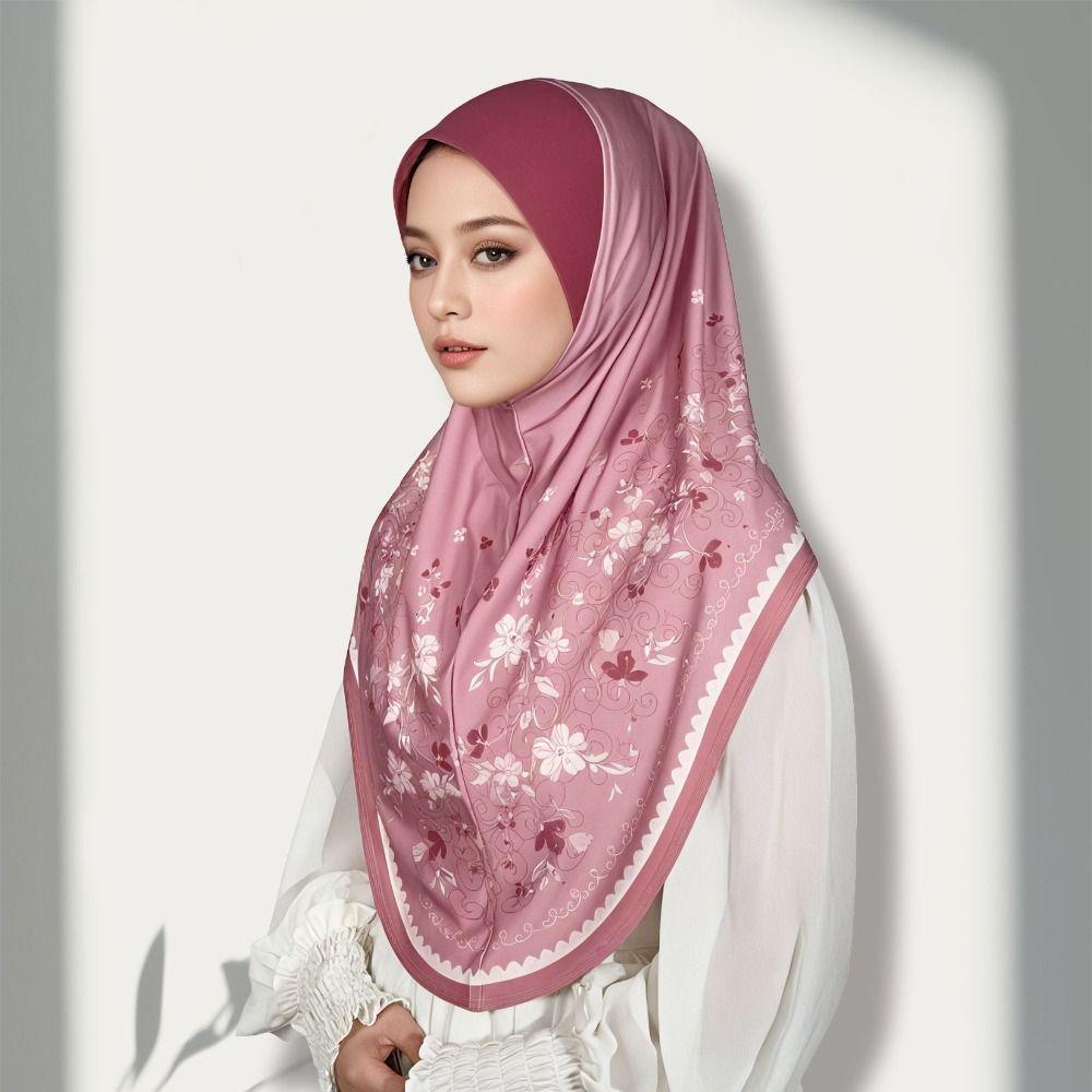 Breathable Printed Arab Lady Headscarf Adjustable Hijab Head Wrap Women