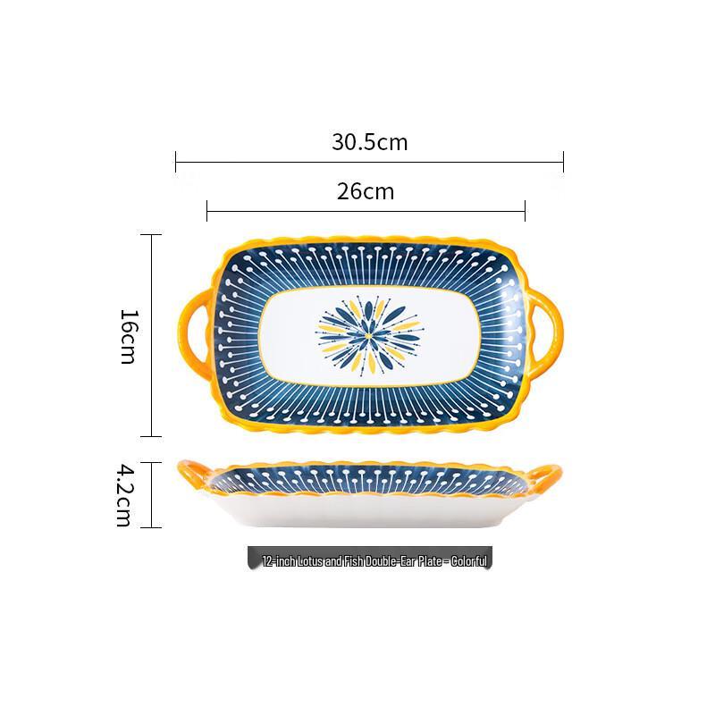 

Nordic & Japanese Ceramic Dinnerware 12-inch Lotus-Ear Plate