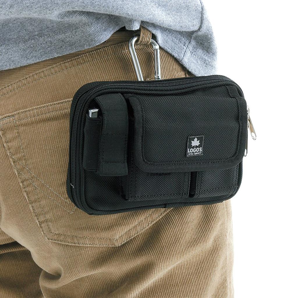 LOGOS Hip Cargo 4 Bag Pouch with Belt and Storage Pocket No. Carabiner, Loop,