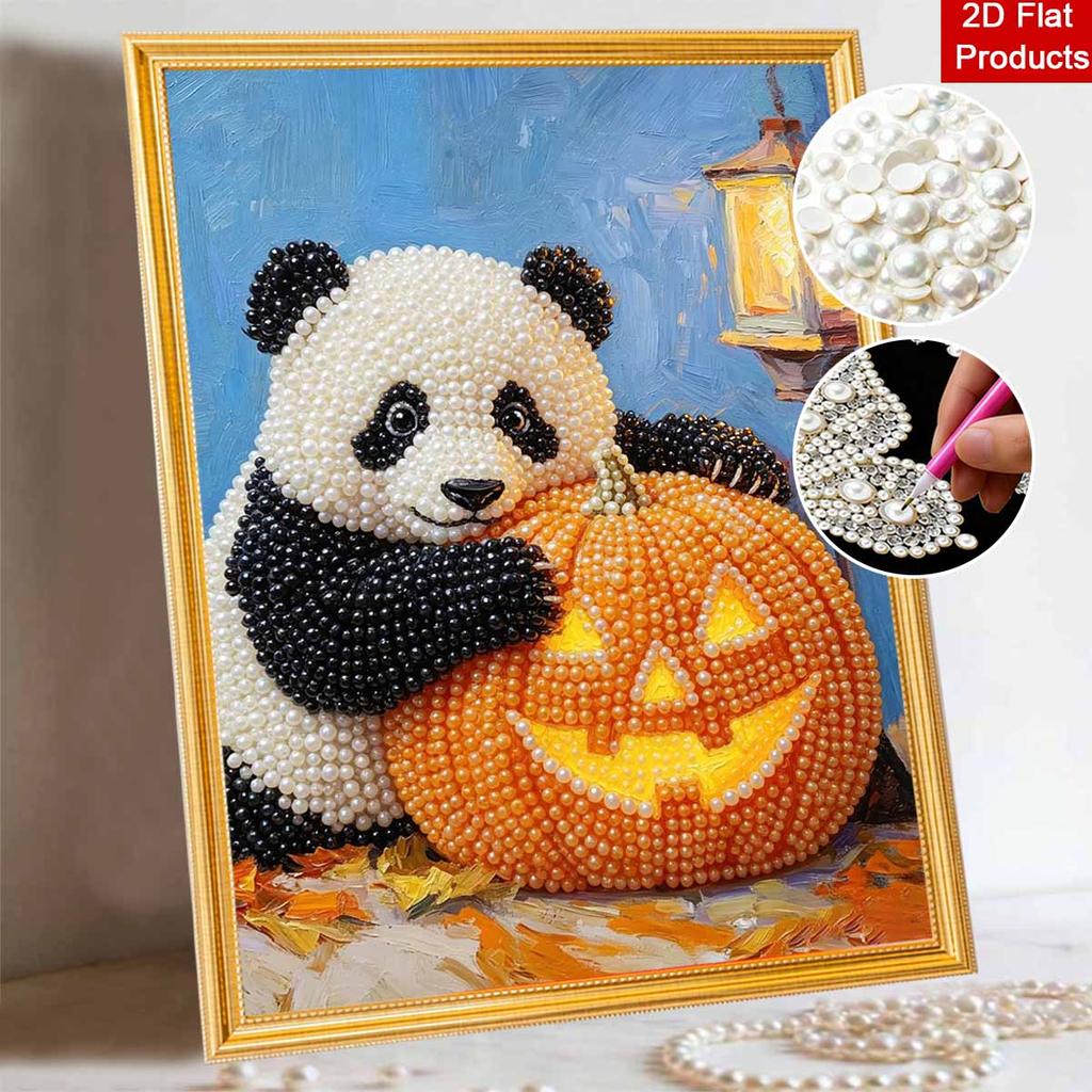 Halloween Pearl Painting Handmade Diy Art Panda Pumpkin Lantern Pearl Home Decoration Painting