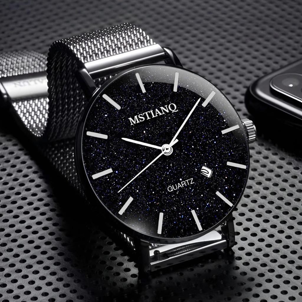 Casual Fashion Starry Sky Men'S Watch Simple Ultra-Thin Non-Mechanical Calendar Quartz Watch