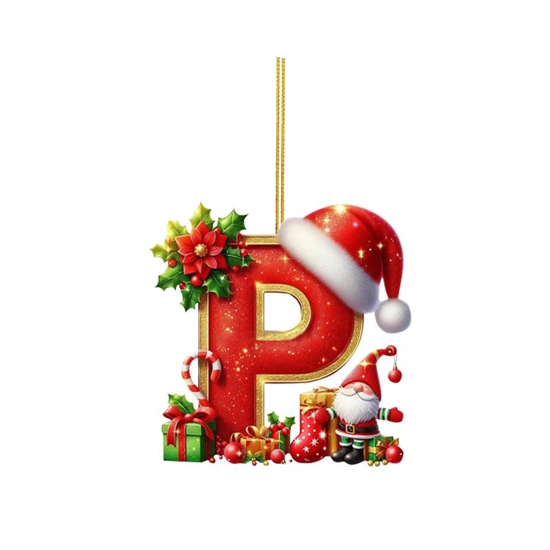 Christmas 26 Letters Ornament Flat Hanging Pendant Personalized Holiday Festive Tree Decor Gift For Christmas Party Ornament